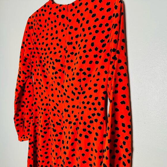 HUNTER BELL Orange Black Animal Print Lawton Polka Dot Ruched Dress Size 0 - Picture 11 of 13